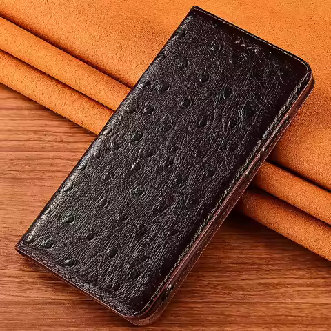 Ostrich Pattern Genuine Leather Phone Case For iPhone 16 Pro Max 13 11 12 14 15 17 Pro Max 16 Plus 1