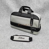 Hot Sale Promotion Double Layer Golf Clothing Bag Canvas Pu Stitching Design Large Capacity Sports Handbag