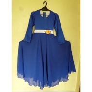 Preloved Dress Kanak Kanak Baju Raya Dress Kembang Customade Kain Tak Panas 2023 Aidilfitri Royal Blue