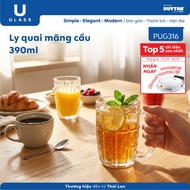 Set of 6 390ml U Glass Glass cups with custard-apple handle - PUG316, high quality Glass