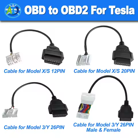 For Tesla 12pin 20pin 26pin OBD Cable For Tesla Model X/S/3/Y OBD2 Diagnostic Adapter OBD to OBDII C
