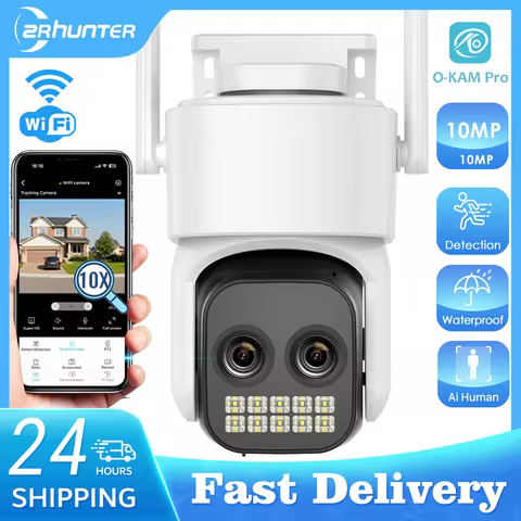 10MP Outdoors Wifi Camera 5K HD Double Lens Security 5G PTZ IP Camera 10X Digital Zoom Lens Human AI