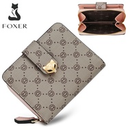 FOXER wanita PVC tandatangan dompet kecil Embossing wanita dompet pendek wanita wang beg pembungkusa