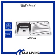 CABANA AP8650B Topmount Single Bowl Nano Technology Handmade Kitchen Sink 86cm Chrome Finish Stainle