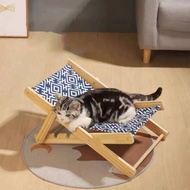Foldable Design Sisal Feline Scratcher Lounger Breathable Wooden Feline Lounger for Cats, Indoor