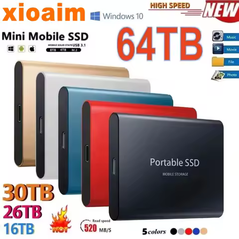 For xiaomi Portable 128TB 64TB SSD External Moblie Hard Drive High Speed 16TB 8TB Hard Disk for Desk