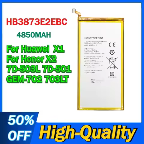HB3873E2EBC 4850MAH Battery for Huawei X1 for Honor X2 7D-503L 7D-501 GEM-702 703LT Tablet