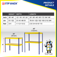 TTF Rack™ 2 Level Boltless Rack H91-122cm D31-61cm/ Rak Besi 400KG Warehouse Rack Heavy Duty Rack Ra