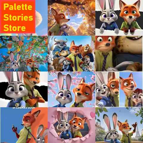 Oil Painting By Numbers Zootopia Fox Rabbit Judy Nick wall art home living room bedroom bar aestheti