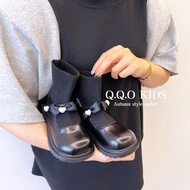 Giày Boot Da PU Cho Bé Gái Đính Nơ Phong Cách Hàn Quốc Giày Bốt Bé Gái Công Chúa (E-3)