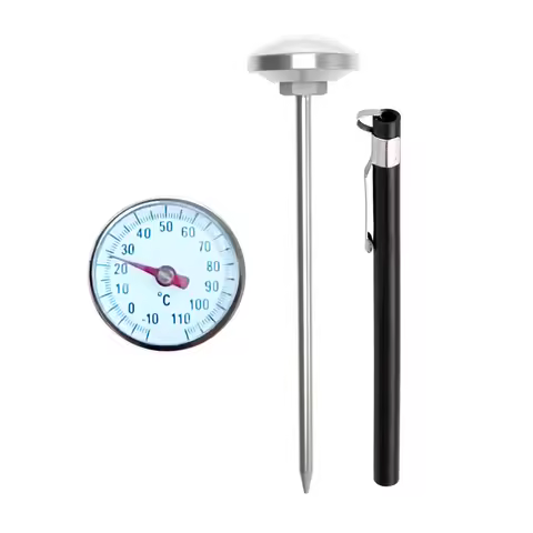 -10°C~110°C Coffee Pot Thermometer with Black Bracket Liquid Food Milk Bottle Thermograph Water Temp
