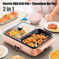 BBQ Z9 2in1 Mini Electric Grill Pan Teppanyaki HotPot Steamboat Fry Pan Cooker 2 Temperature Control