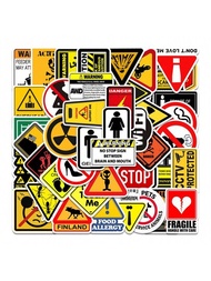 50入組警告標誌和個性化塗鴉貼紙,適用於行李、汽車,防水且可拆卸