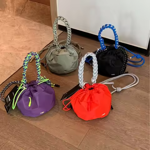 Topologie outdoor functional nylon fabric drawstring single shoulder crossbody bag for women, lightw