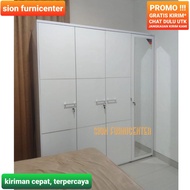 Lemari 4 pintu putih glossy plus cermin kualitas bagus bahan informa