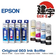 Original 100% Epson 003 BK,C,M,Y Ink L3110 / L3150 / L5190 / L3116 / L3156/ L1110 / V100 / V200 / V3