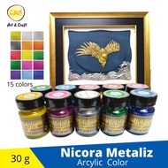Nicora Metaliz Acrylic paint 30ml Water Based Metallic Paint