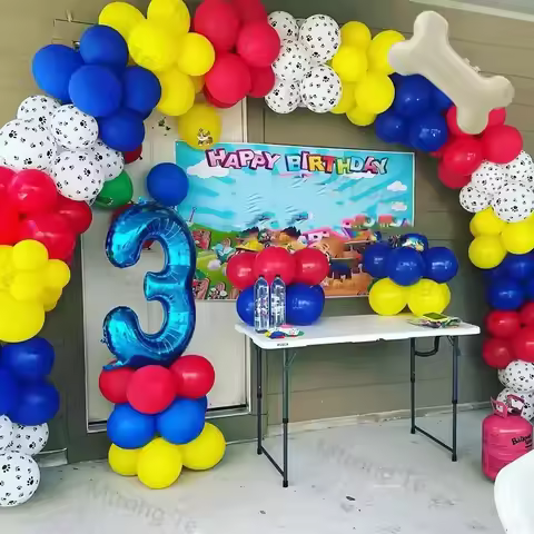 99pcs Pet Dog Paw Balloon Set, with Bone Paw Printed Foil Balloons for Pet Dog Patrol Theme Birthday