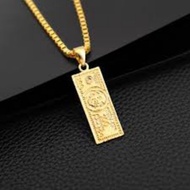 Men's Necklace 100 Dollar$$ Gold Color Paper Money Pendant Hip-Hop Style Dollar Necklace