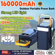 SG Stock⚡120W 160000mAh Power Bank /With Two Cables  IOS+C| 7-Device Fast Charge| LED Light | Travel