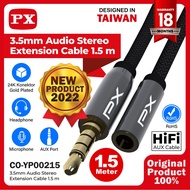 3.5mm TRRS Male to Female Gold Plated Braided Stereo HiFi Headphone Speaker Amplifier 1.5 Meter PX C