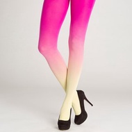 Yellow-magenta ombre gradient pantyhose tights