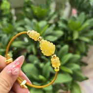 Q277 Cable ring with 6 coins, Golden Haired fox lord TA for Earth and Metal - Feng Shui TUDO