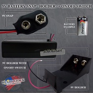 9V BATTERY HOLDER WITH ON OFF SWITCH / HOLDER / BATTERY SNAP WITH WIRES - 9V HOLDER ON OFF SWITCH / 