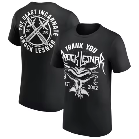 Men's Black Brock Lesnar Thank You Brock T-Shirt 3D Printed Sports Quick Dry Short Sleeve Top Daily 