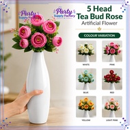 (1pcs) 5 Head Tea Bud Rose Artificial Flower/ 5 Kuntum Bunga Tea Bud Rose Bunga Hiasan Tangan/ Home 