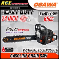 OGAWA PRO VX8224 Gasoline Chain Saw with 24" Guide Bar 2-Stroke ChainSaw Heavy Duty Use 24 inch (Bla