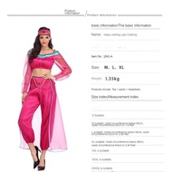 【Best-Selling】 Jasmine Princess Dress Aladdin Divine Lamp Costume Womens Halloween Cosplay Indian Fe