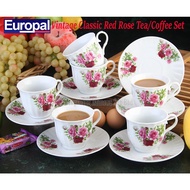 6 PC +6 VINTAGE CLASSIC RED ROSE CUP AND SAUCER SET SE21266