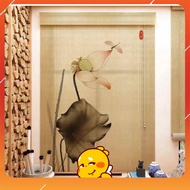 Mành tre trúc in tranh nghệ thuật Hoa Sen mành tre in tranh trang trí phòng trà cafe đền chùa rèm 1