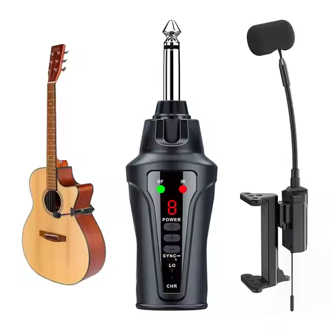 Acemic JT-5 Wireless Acoustic Guitar Microphone System, UHF Condenser for Guitarist Playing Studio R