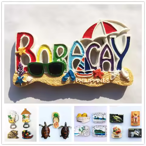 Philippines Travel Country Fridge Magnet Souvenir Boracay Creative Beach Turtle Sunset 3d Magnets St