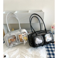 Japanese Style Ita Bag Doll Bag Badges Display Transparent Shoulder Bag PU Ita Bag Niche Design Ribb