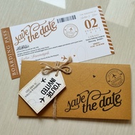 Rustic wedding invitation boarding pass envelope theme save the date