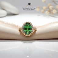 SHINY MEANING Elegant Plating Gold Emerald Gemstone Ring Anti-Fade Titanium Women's Elegant Model Go