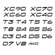Glossy Black Emblem B5 B6 T3 T4 T5 T6 T8 V8 D3 D4 D5 D6  AWD Car Trunk Letters Emblem for VOLVO XC90