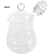 Transparent glass honey jar with lid Honey Jar with Dipper, Clear, 9 Ounces