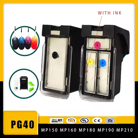 Vilaxh PG40Xl CL41Xl For Canon PG40 CL41 Refillable Ink Cartridges Pixma MP140 MP150 MP160 MP180 MP1