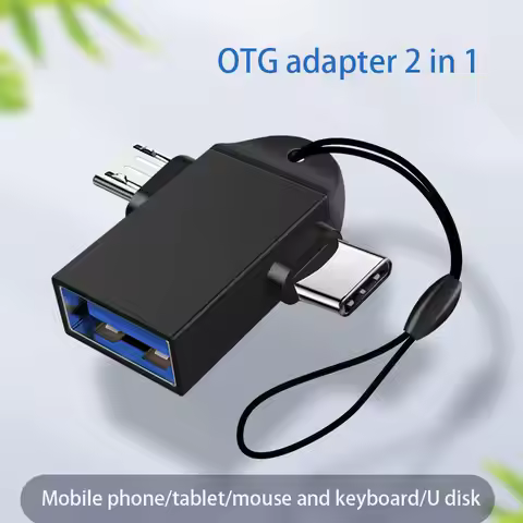 2-in-1 OTG Adapter USB-A 3.0 master to Micro USB-C Male And Typec Male Connectors Aluminum Alloy Con