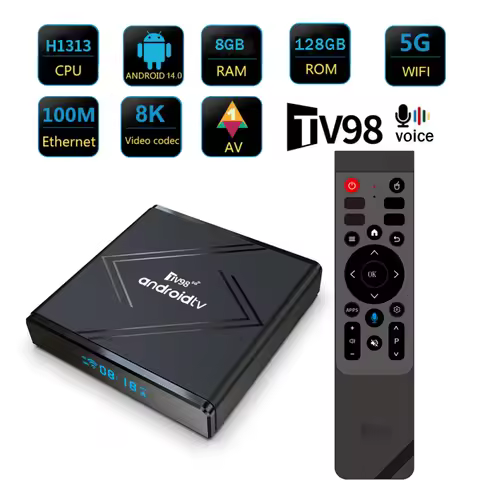 TV98 ATV Pro Plus IPTV HD 8K 4K TV Box BT5.0 Allwinner H313 Media Player Voice Remote 4G 5G Dual Wif