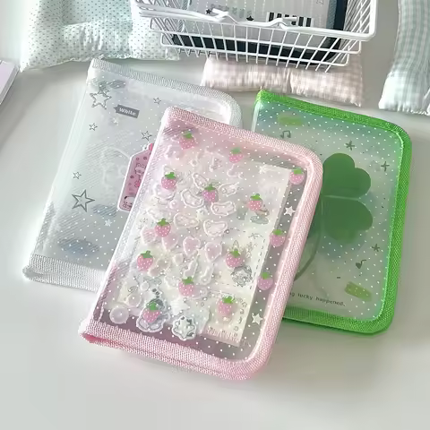 A6 Stationery Storage Folder File PP Twill Zipper Pouch Document Bag Zip File Folder School Office S