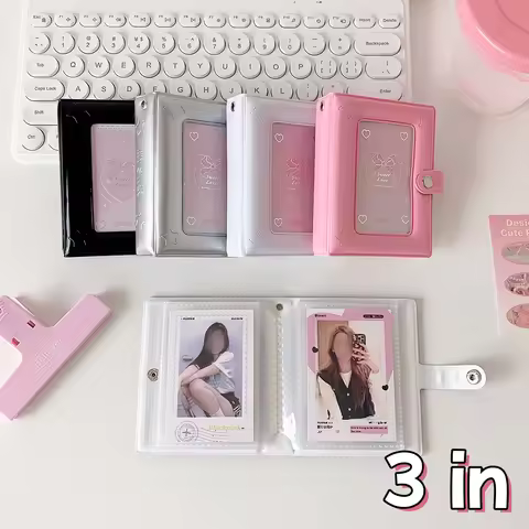 Photocard Holder Book, 3 Inch Mini Photo Card Binder for Star Chasing Collection Mirror Finish PU su