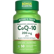Nature's Truth CoQ10 200mg Softgels | 50 Count | Enhanced Absorption Supplement | Plus Black Pepper 
