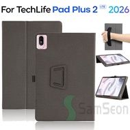 For 2026 TechLife Pad Plus 2 12'' LTE Android Tablet Leather Texture Portable Handheld Stent Case