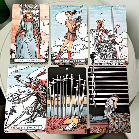 Rings of Fortune Tarot 12*7cm with Wood Grain Textures 78 Pcs Tarot Cards Morandi Palette To Depict