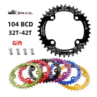 SNAIL 104BCD MTB Chainring Round Narrow Wide Ultralight Mountain Bike 32T 34T 36T 38T 40T 42T Cranks